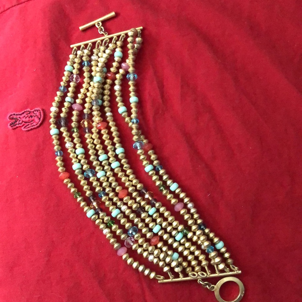 LAUREN RALPH LAUREN BRACELETW/GOLD+BLUE +RED BEADS - Picture 6 of 9